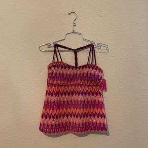 NWT Sheer Crochet Overlay Tankini Top
